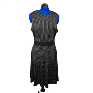 AA Studio 16W retro‎ black polka dot keyhole back tied waist swing skirt dress